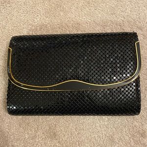 Vintage black clutch with gold detailing